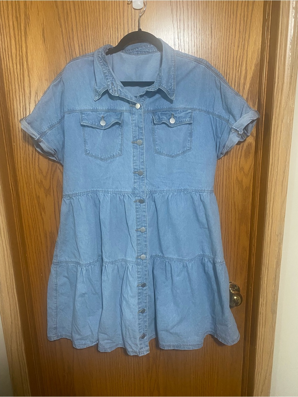 Women’s Light Blue Denim tiered 
Shirt Dress